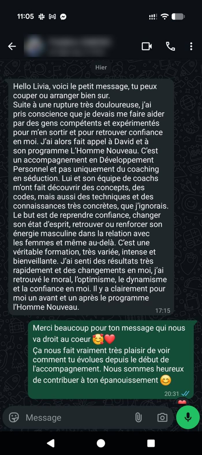 Message d'un membre de Renouveau